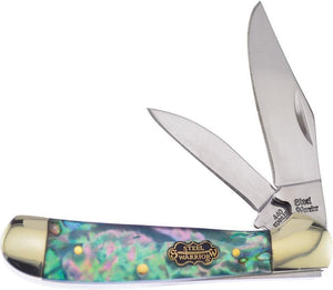 Steel Warrior Locking Copperhead Abalone Handle Folding Pocket Knife