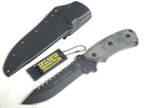 TOPS Steel Eagle Fixed Black Sawback Blade Micarta Handle Knife + Sheath