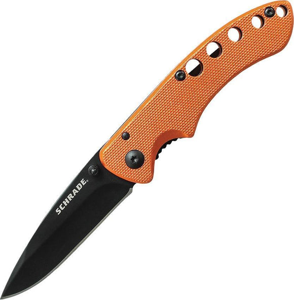 Schrade Linerlock Black 8Cr13MoV Stainless Orange Aluminum Folding Knife 