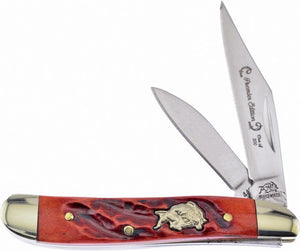 Frost Little Peanut Dark Red Jigged Bone Handle Folding Knife 1 of 300