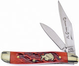 Frost Little Peanut Dark Red Jigged Bone Handle Folding Knife 1 of 300