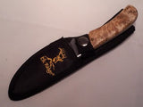 Elk Ridge Small Hunter Hunting Knife Brown Burlwood Handles w/ Black Sheath - 107