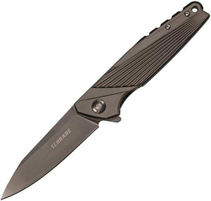Schrade Ray Linerlock Folding Blade Gray Stainless Steel Handle Knife
