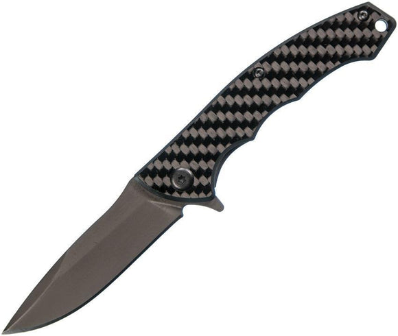 SCHRADE Carbon Fiber Framelock Gray Ti Drop Pt Folding Pocket Knife