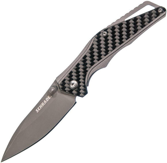 Schrade Linerlock Carbon Fiber Aluminum Handle Gray Folding Blade Knife