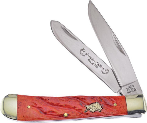 Frost Trapper Dark Red Jig Bone Handle Folding Knife 1 of 300