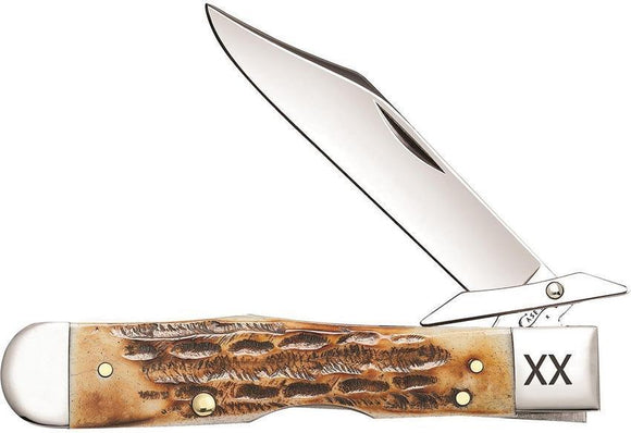 Case Cutlery XX Deep Canyon Jigged Burnt Amber Bone Folding Blades Knife