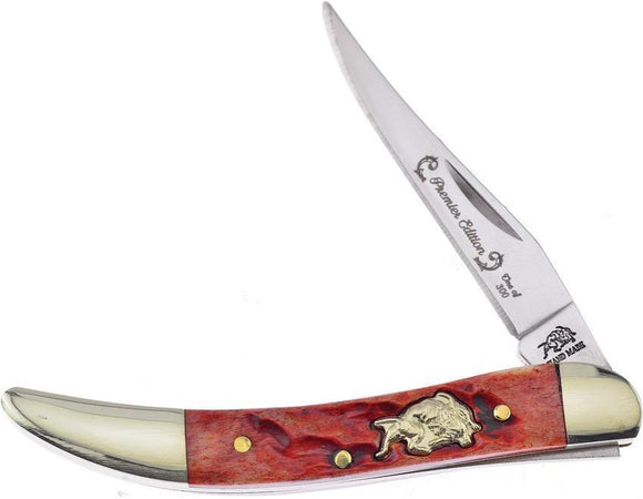 Frost Small Toothpick Dark Red Jig Bone Handle Folding Knife 1 of 300