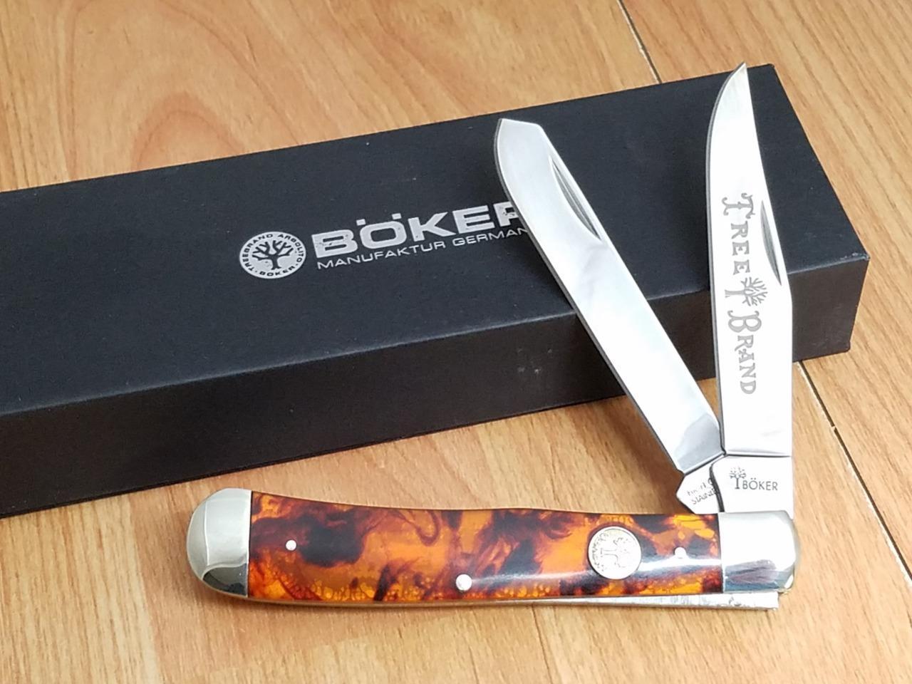 BOKER TREE BRAND Tortoise Shell Trapper Stainless Pocket Knives Knife  110731t 788857024904