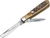 Boker Razor Jack & Pen Blades Brown Bone Handle Folding Pocket Knife 