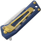 Statgear Slinger Framelock D2 Stonewash / Blue Folding Pocket Knife Clip