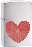 Zippo Lighter Red Thumbprint Heart Design Windless USA Made