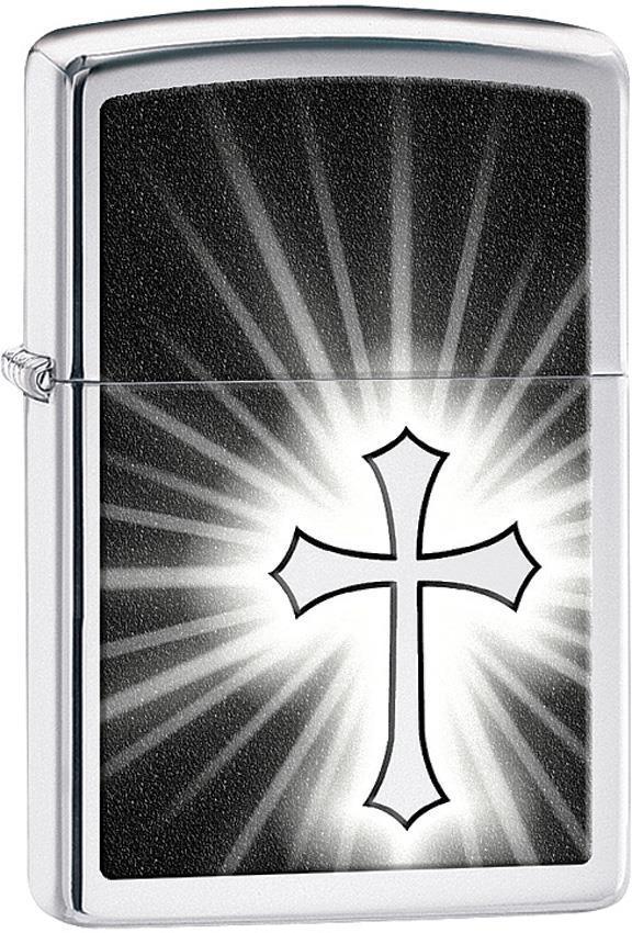 Zippo Lighter Reflective Cross Windproof USA New