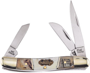 Frost Range Rider Ram Ox Horn Handle Steel Warrior Stainless Folding Knife