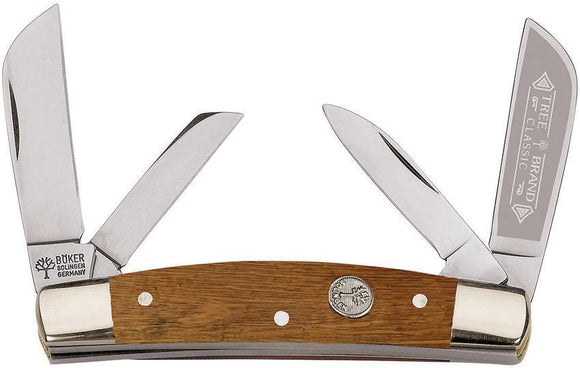 Boker Congress Whiskey Barrel Wood Handle Satin Folding Blades Knife