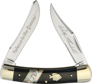 Buck Wally Marshal Crappie Moose Bone/MOP Folding Pocket Knife