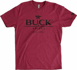 BUCK Knives Black Logo Red Vintage Star X-Large XL Short Sleeve T-Shirt