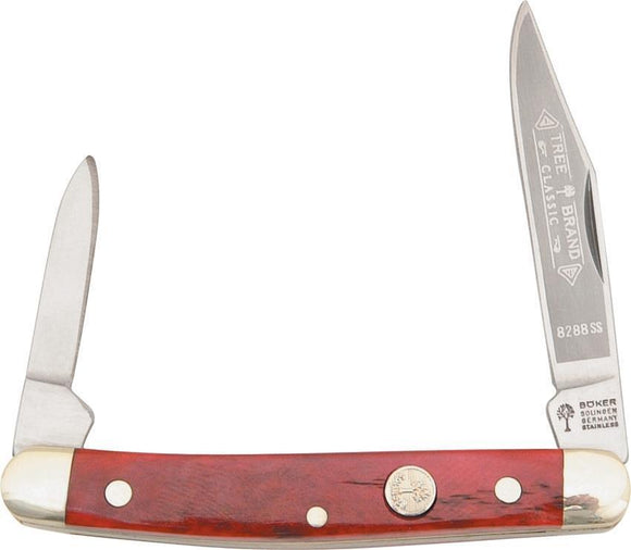 Boker Tree Brand Pen Red Bone Handle Stainless Folding Pocket Knife