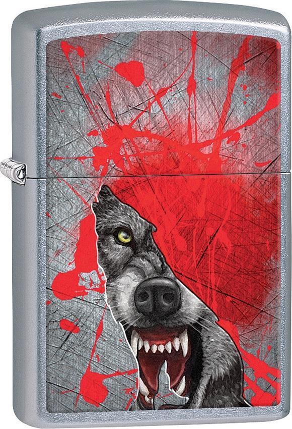 ZIppo Lighter Grunge Howling Wolf Chrome Windproof USA New