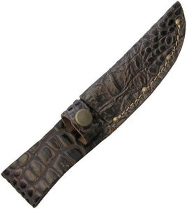4" Fixed Blade Belt Leather Knife Sheath Crocodile Pattern