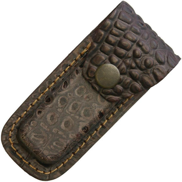 Brown Leather Belt Pouch Crocodile Pattern Folding Knife Sheath