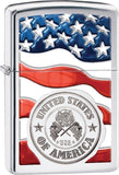 Zippo Lighter American Stamp on Flag Windproof United States USA New