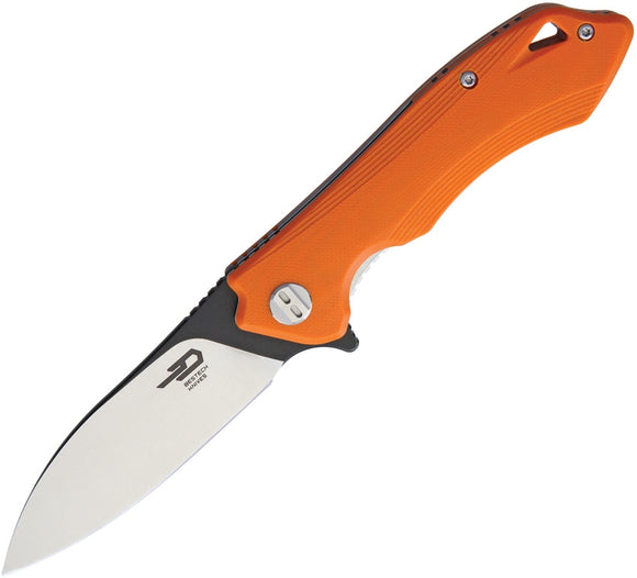 Bestech Knives Beluga Orange G10 D2 Steel 2-Tone Drop Pt Folding Knife
