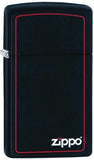 Zippo Lighter Slim Black Red Line Border Windless USA Made