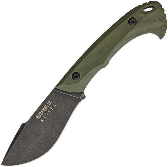 BucknBear Dark Piranha Fixed Blade Knife Green G-10 Handle D2 Steel