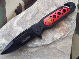 Tac Force Fire Dept FireFighter Rescue Serrated Assisted Linerlock Red Folding Knife 637FD