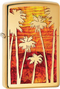 Zippo Lighter Fuzion Palm Tree Sunset Windproof USA New