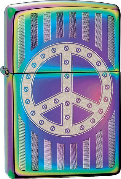 Zippo Lighter Rivit Peace Sign Rainbow Spectrum Windproof USA New