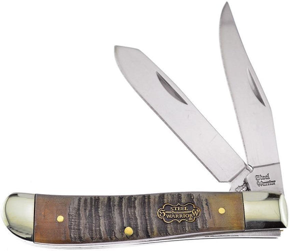 Frost Cutlery Steel Warrior Little Trapper Rams Horn Handle Folding Pocket Knife