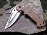 CRKT Crawford Kasper Desert Brown Folding Knife - Plain Edge - 6773d