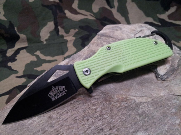 Master Assisted Open Folding Knife Green Pocket w/ Carabiner Clip Hiking - a027gn