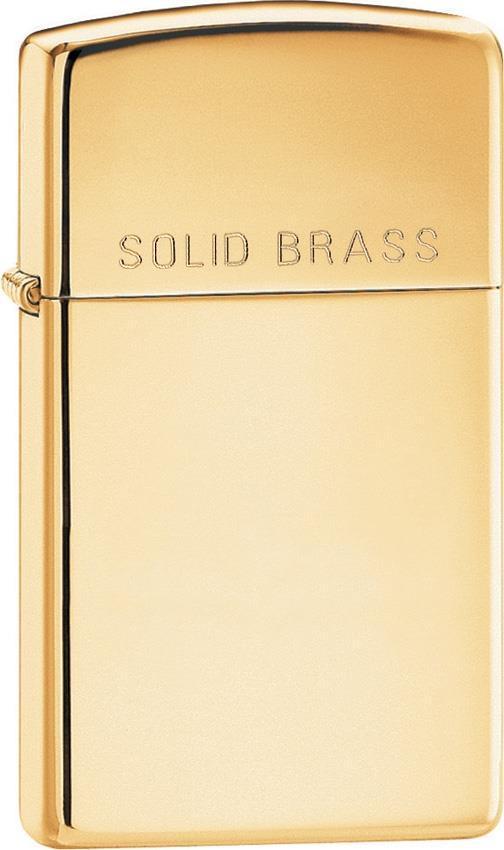 Zippo Lighter Slim Solid Brass Windless USA Made