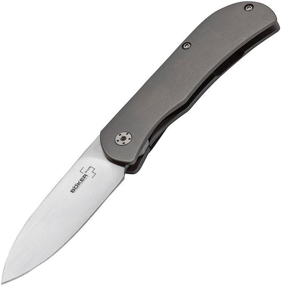 Boker Plus Exskelibur II Framelock S35VN Gray Titanium Folding Knife 