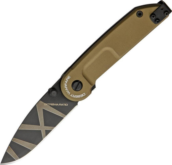 Extrema Ratio Desert Tan Warfare Linerlock N690 Cobalt Folding Knife