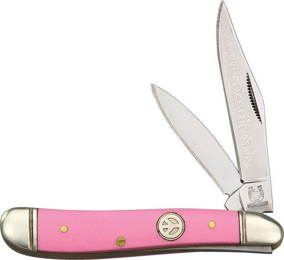 Rough Rider Peanut Pink Love Peace Friendship Series Handle Folding Knife