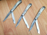 Schrade Lot of 3 Large Trapper Imperial Cracked Ice Folding Pocket Knives