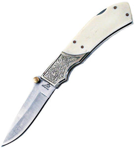 Frost The Jaguar Lockback Imitation Ivory Handle Stainless Folding Knife