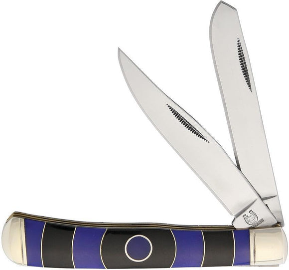 Rough Rider Bullseye Trapper Folding Clip & Spey Blade Black & Blue Knife
