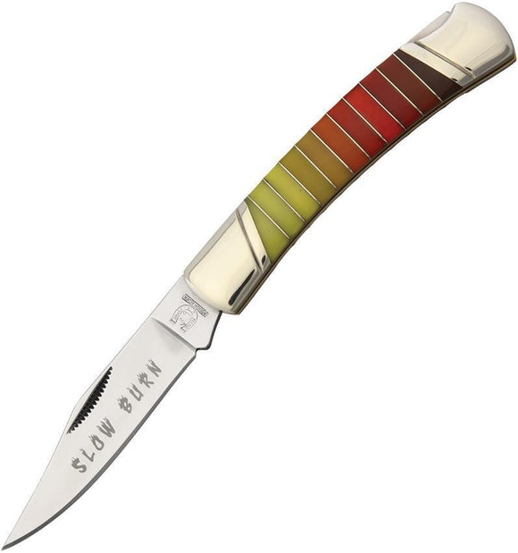 Rough Rider Slow Burn Lockback Folding Blade Multi-Color Gradient Knife