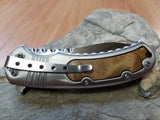 Elk Ridge Burl Wood Handle Pocket Knife With Mirror blade - a014bu