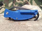 Master Assisted Open Folding Knife Blue Pocket w/ Carabiner Clip Hiking - a027bl