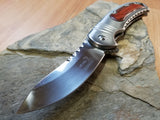 Elk Ridge Brown Pakkawood Handle Spring Assisted Pocket Knife - a014lw