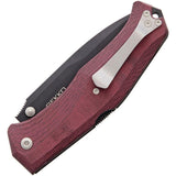 Steel Will Gekko 1505 Lockback Maroon Handle Steel BLK Folding Blade Knife