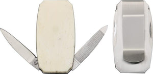 Frost Cutlery Money Clip Folder White Bone Handle Stainless Folding Knife