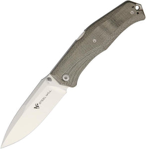 Steel Will Gekko Mini 1550 Lockback Glass Breaker Green Folding Blade Knife