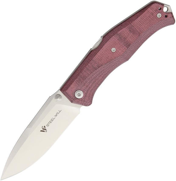 Steel Will Gekko Mini 1552 Lockback Glass Breaker Maroon Folding Knife